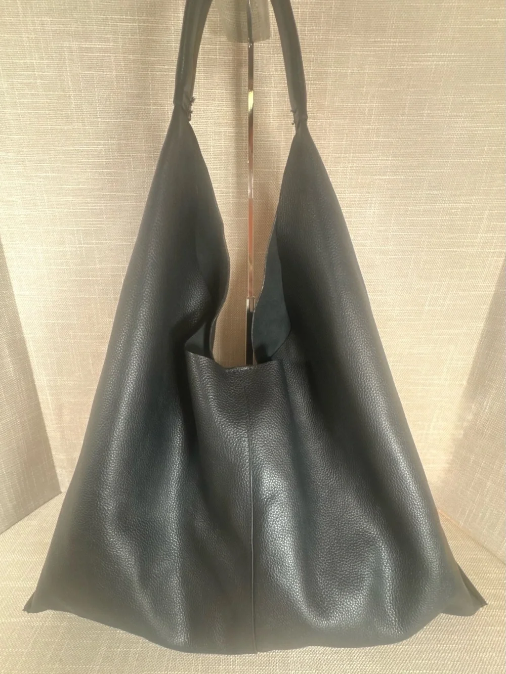 & Other Stories Black Leather Hobo Bag